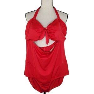 Bettie Page Queen of pinups red keyhole one piece swimsuit Size 22W